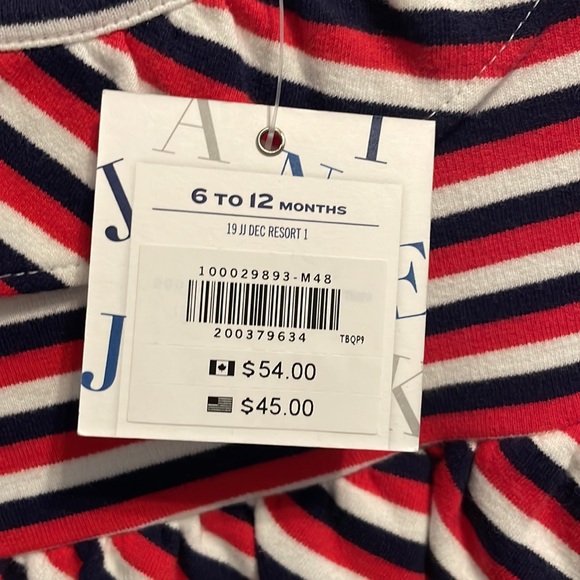 Janie & Jack Striped Ruffle Patriotic Casual Dress - Picture 5 of 9